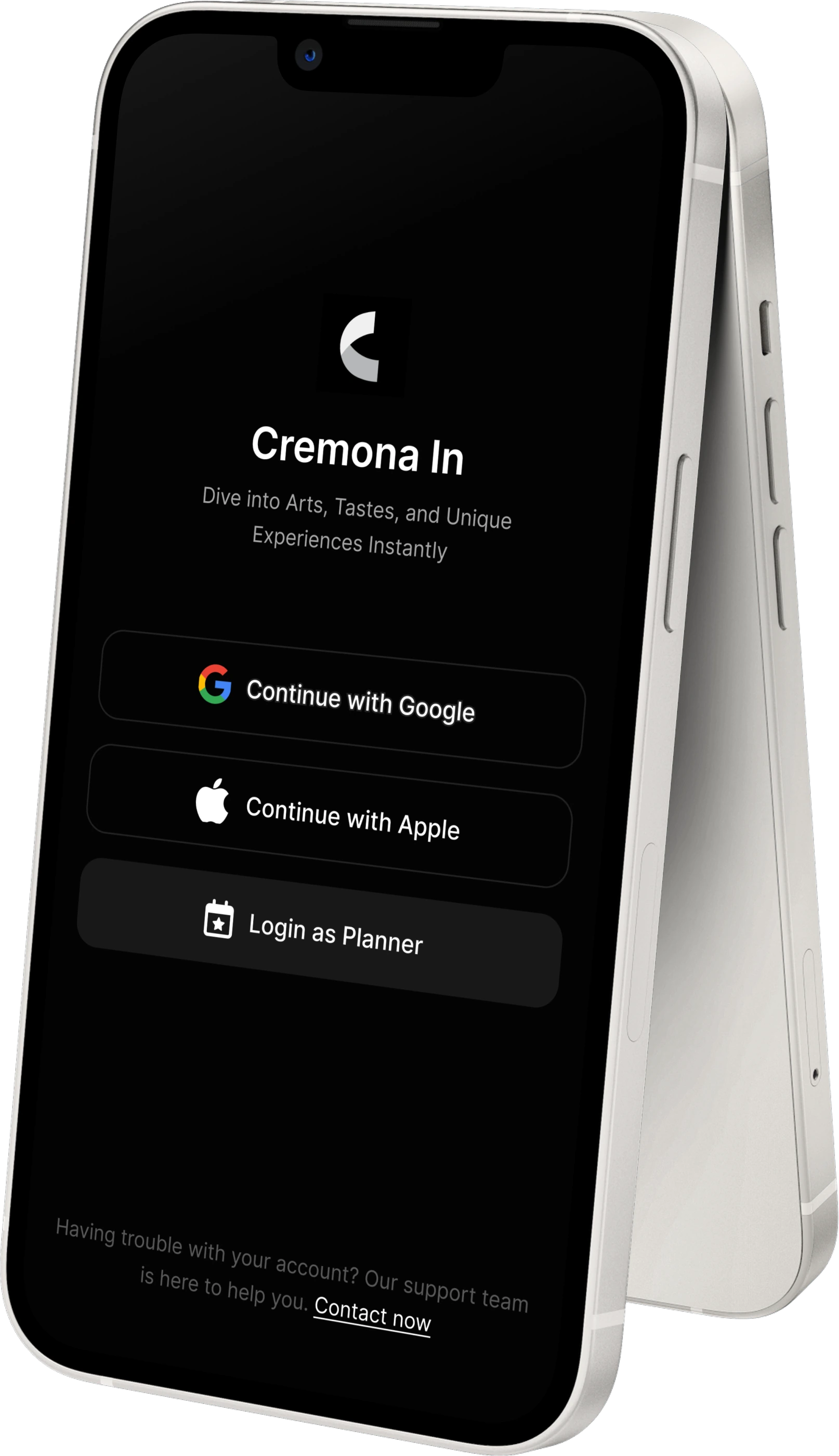 Schermata di accesso dell’app Cremona In